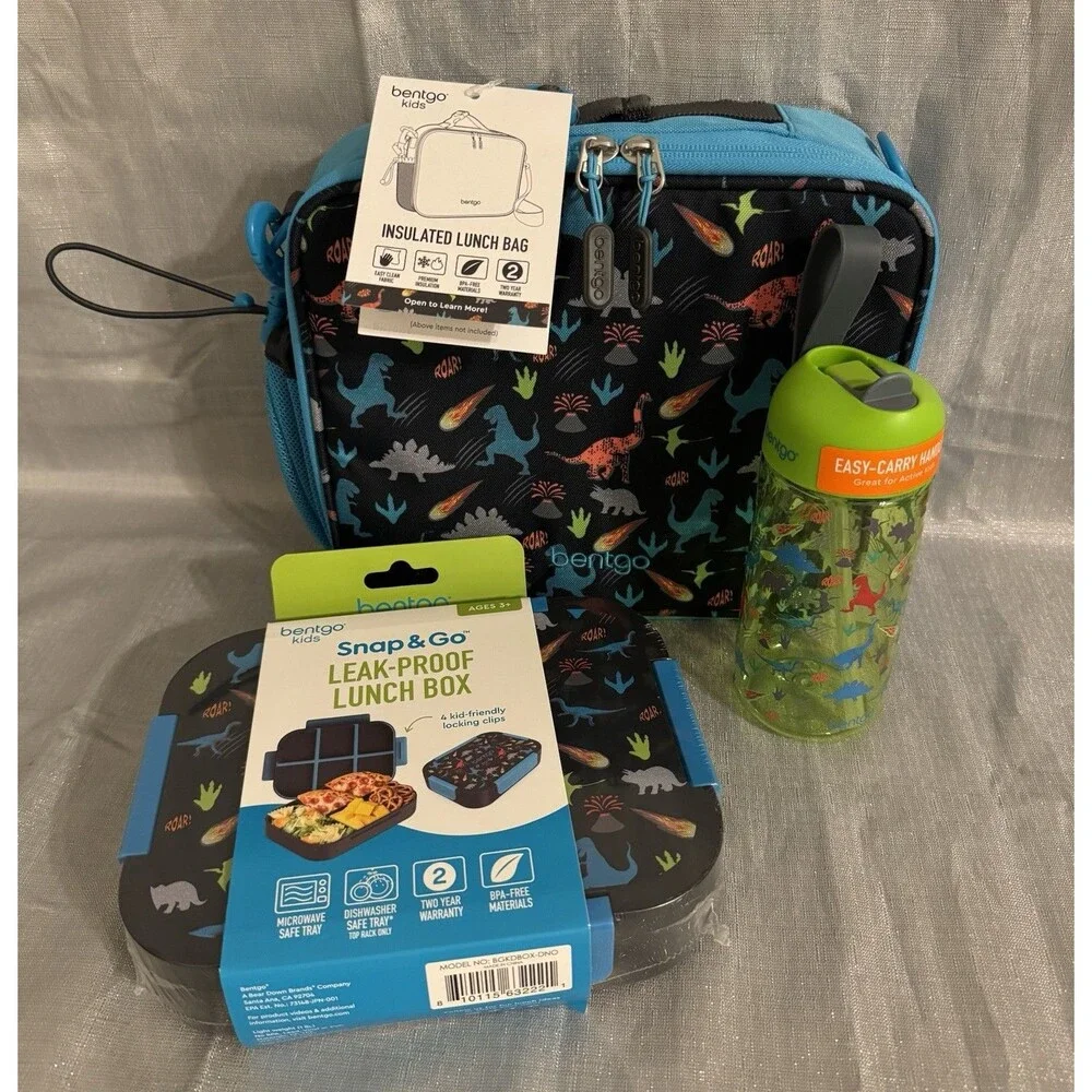 Bentgo Kids 3-Piece Lunch Set, Water Bottle, Lunch box, Insulated Lunch Bag.
